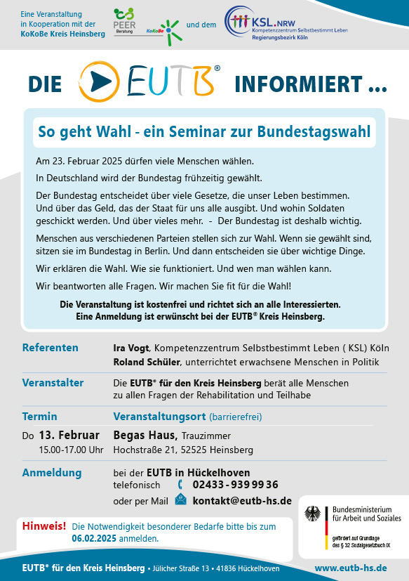 EUTB lädt ein zu Bundestagswahlen 2025